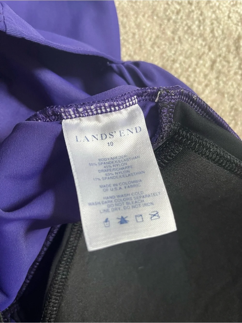 Lands' End One Piece Swimsuit Tummy Control Ruched Purple Size 10 - Picture 2 of 3